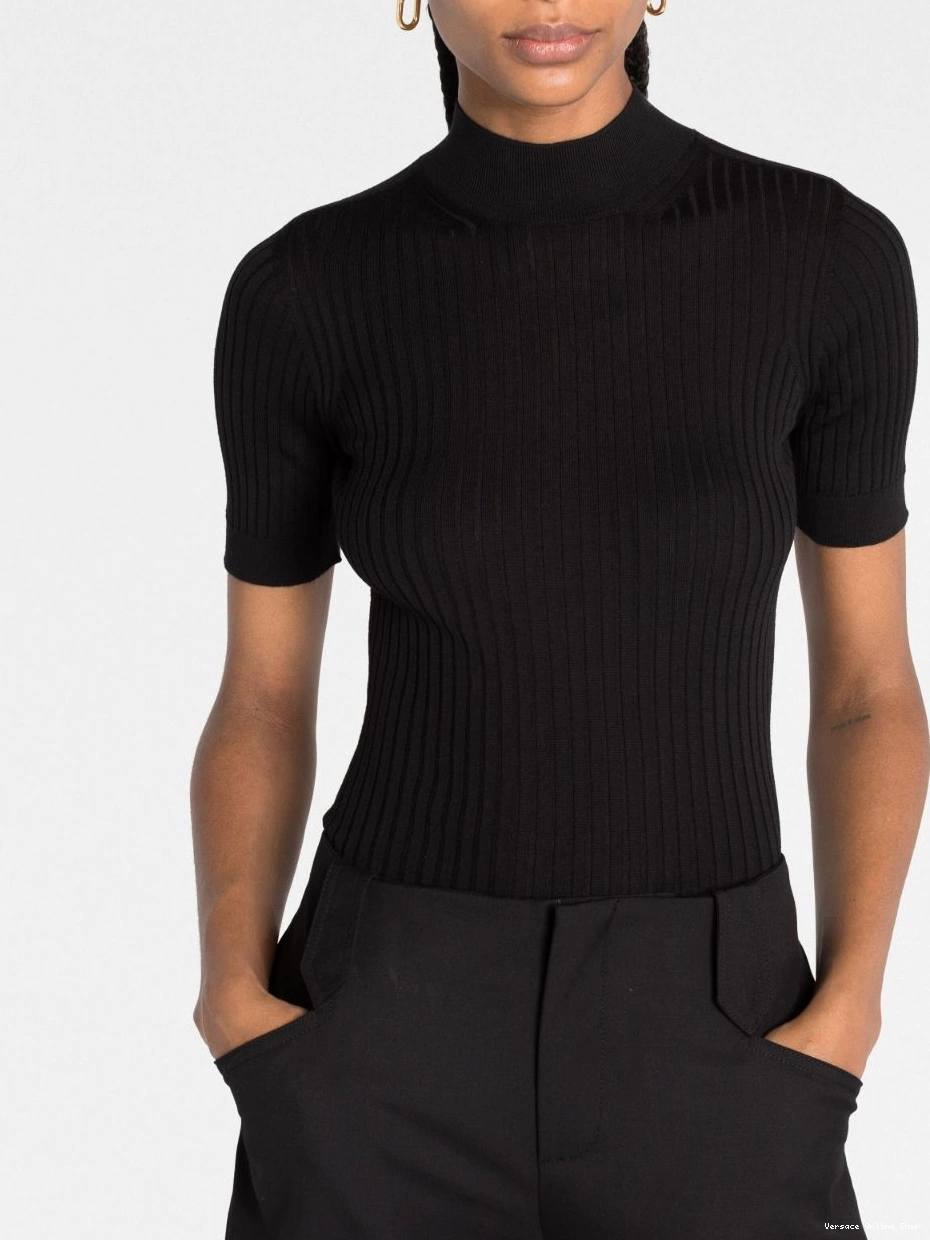 Affordable Versace ribbed-knit top Women short-sleeve 0521